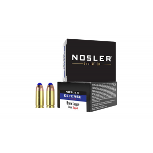 NOSLER 37151 Defense Handgun 9mm Luger +p 124 Gr Bonded Performance Tipped 20 Per Box/ 10 Cs