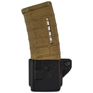 Comp-Tac C39250000LBKN AR Mag Pouch OWB Single Black Kydex Belt Clip Compatible w/ 5.56x45mm NATO/223 Rem Belts 1.50 in Wide Right Hand
