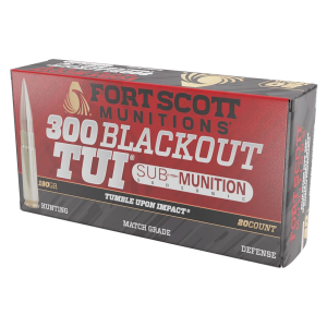 Fort Scott Munitions 300190SCVSS Tumble Upon Impact (TUI) Rifle 300 Blackout 190 gr Solid Copper Spun 20 Per Box/ 25 Cs