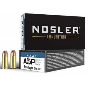 NOSLER 51054 Assured Stopping Power Handgun 9mm Luger 124 Gr Jacket Hollow Point 50 Per Box/ 10 Cs