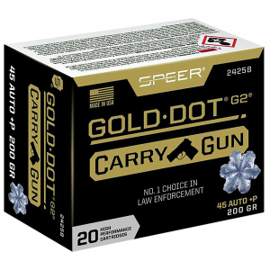 SPEER 24258 Gold Dot Carry Gun 45 Acp +p 200 Gr Hollow Point 20 Per Box/ 10 Case