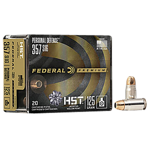 Federal P357SHST1S Premium Personal Defense 357 Sig 125 gr HST Jacketed Hollow Point 20 Per Box/ 10 Cs