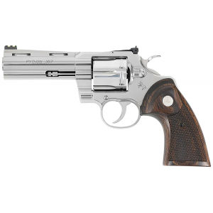 Colt Mfg PYTHONSP4WFT Python Target 357 Mag 6rd 4.25 in Semi-Bright Stainless Vent Rib Barrel, Cylinder & Frame, Walnut Target Grip