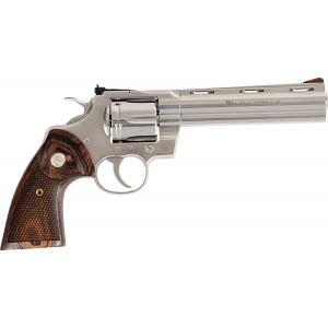 Colt Mfg PYTHONSP6WFT Python Target 357 Mag 6rd 6 in Semi-Bright Stainless Vent Rib Barrel, Cylinder & Frame, Walnut Target Grip