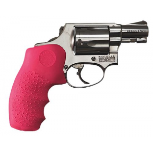 Hogue 60007 OverMolded Monogrip Cobblestone Pink Rubber with Finger Grooves for S&W J Frame with Round Butt