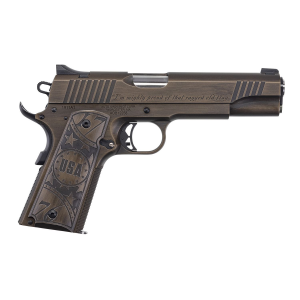Auto-Ordnance 1911TCAC11 1911-A1 Old Glory 45 ACP 5 in 7+1 Bronze Black Distressed Cerakote Slide Aluminum with Old Glory, I'm Mighty Proud Of That Ragged Old Flag Engraved Grip