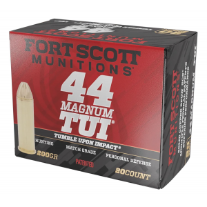 Fort Scott Munitions 44MAG200SCV Tumble Upon Impact (TUI) 44 Rem Mag 200 gr Solid Copper Spun 20 Per Box/ 25 Cs