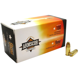 Armscor 50444 Precision Value Pack 9mmLuger 115gr Full Metal Jacket 100 Per Box/12 Case Centerfire, Handgun Ammunition - Armscor