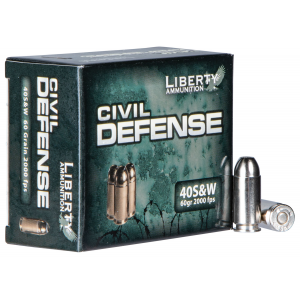 LIBERTY Ammunition Lacd40012 Civil Defense 40 S&w 60 Gr Lead Free Fragmenting Hollow Point 20 Per Box/ 50 Cs