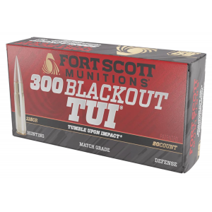 Fort Scott Munitions 300115SCV Tumble Upon Impact (TUI) 300 Blackout 115 gr Solid Copper Spun 20 Per Box/ 25 Cs