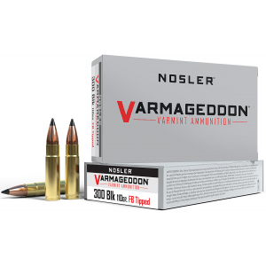 NOSLER 40127 Varmageddon 300 Blackout 110 Gr Flat Base Tipped 20 Per Box/ 20 Cs