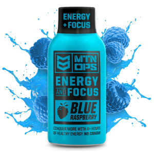 Mtn Ops 1103630512 Energy Shot Blue Raspberry Liquid 2 oz Bottle 12 Per Pack