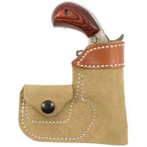 Desantis North American Arms Pocket Holster, Fits North American Arms with 1 in - 1 1/8 in Barrel, Ambidextrous,Ammo Pouch, Leather Material, Tan Finish 109NAX4