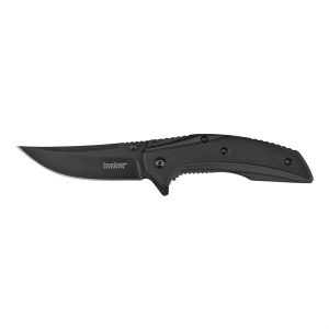 Kershaw OURIGHT-BLACK 8320BLK, Folding Knife, Plain Edge, Trailing Point, 3 in Blade, Black PVD Finish