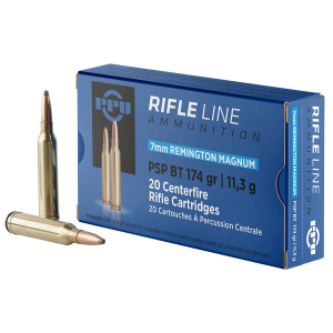 PPU PP7RM2 Standard 7mmRemMag 174gr Pointed Soft Point Boat Tail 20 Per Box/10 Case Centerfire, Rifle Ammunition - Ppu