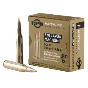 086050038121 PPU Ppm338 Match 338 Lapua Mag 240 Gr Copper Solid 10 Per Box/ 20 Cs 086050038121 79256