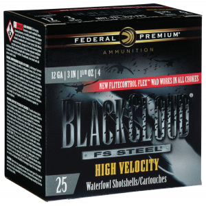 FEDERAL Pwbxh1434 Black Cloud Fs High Velocity 12 Gauge 3 In 1 1/8 Oz 4 Shot 25 Per Box/ 10 Cs