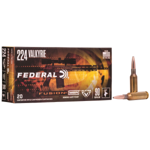 Federal F224VLKMSR1 Fusion MSR 224Valkyrie 90gr Bonded Soft Point 20 Per Box/10 Case Centerfire, Rifle Ammunition