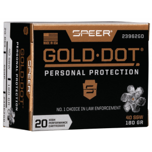 SPEER 23962gd Gold Dot Personal Protection 40 S&w 180 Gr Hollow Point 20 Per Box/ 10 Case