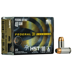 FEDERAL P40hst1s Premium Personal Defense 40 S&w 180 Gr Hst Jacketed Hollow Point 20 Per Box/ 10 Cs