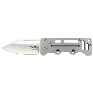S.O.G SOGEZ1CP Cash Card 2.75 in Folding Clip Point Satin 8Cr13MoV SS Blade/ Silver Skeletonized Stainless Steel Handle