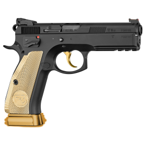 CZ-USA 91170 CZ 75 SP-01 Shadow 85th Anniversary 9mm Luger Caliber with 4.70 in Barrel, 19+1 Capacity, Brass with CZ 85th Anniversary Logo Grip Includes 2 Mags - Cz-Usa