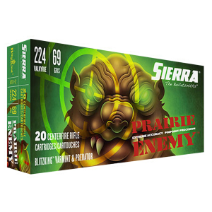 Sierra A717112 Prairie Enemy 224Valkyrie 69gr Sierra BlitzKing 20 Per Box/10 Case Centerfire, Rifle Ammunition