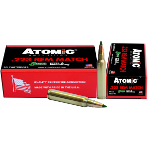 ATOMIC Ammunition 00459 Rifle Match 223 Rem 77 Gr Tipped Matchking 20 Per Box/ 10 Cs
