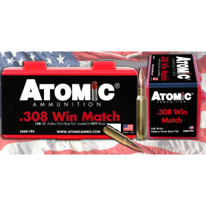 ATOMIC Ammunition 00460 Rifle Match 308 Win 168 Gr Tipped Matchking 20 Per Box/ 10 Cs 858767004607 63301