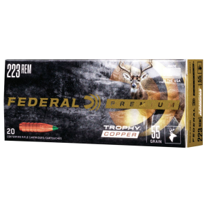 FEDERAL P223tc1 Premium 223rem 55gr Trophy Copper 20 Per Box/10 Case Centerfire, Rifle Ammunition