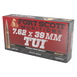 Fort Scott Munitions 762X39117SCV Tumble Upon Impact (TUI) Rifle 7.62x39mm 117 gr Solid Copper Spun 20 Per Box/ 10 Cs