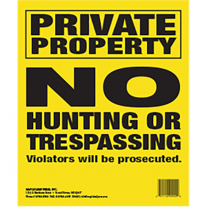 Maple Leaf No Trespassing Sign Yellow 10 x 12 in Vertical 25 pk NTP-4-25