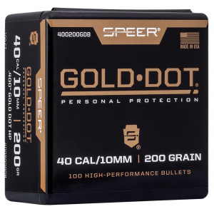 Speer 400200DGB Gold Dot 10mm Auto .400 200 gr Hollow Point 100 Per Box/ 5 Case