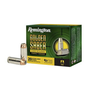 REMINGTON Ammunition R21370 Golden Saber Defense 10mm Auto 180 Gr Brass Jacket Hollow Point 20 Per Box/ 25 Case