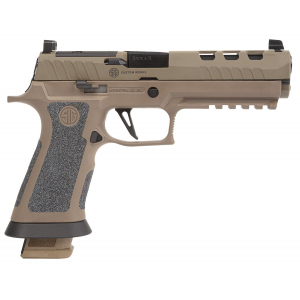 Sig Sauer 320X59DH3 P320X5 DH3 9mm Luger 21+1 5 in Black Bull Barrel, Coyote Cerakote DH3 Custom Works Optic Ready Slide, Coyote Cerakote DH3 SS Frame w/Picatinny Rail Beavertail, Coyote TXG Grips