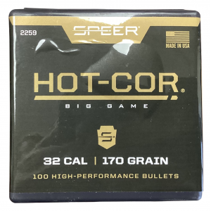 Speer 2259 Hot-Cor 32 Cal .321 170 gr Soft Point Flat Nose 100 Per Box/ 5 Case