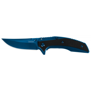 Kershaw 8320 Outright 3 in Folding Trailing Point Plain Blue PVD 8Cr13MoV SS Blade Black/Blue G10/SS Handle Includes Pocket Clip