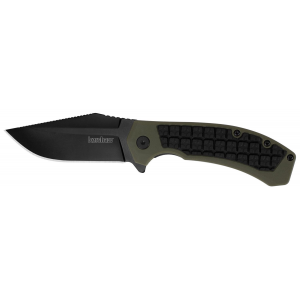 Kershaw 8760 Faultline 3 in Folding Drop Point Plain Black Oxide 8Cr13MoV SS Blade Black/OD Green Glass-Filled Nylon Handle Includes Pocket Clip