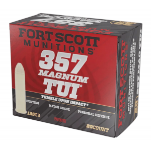 Fort Scott Munitions 357MAG125SCV Tumble Upon Impact (TUI) 357 Mag 125 gr Solid Copper Spun 20 Per Box/ 25 Cs