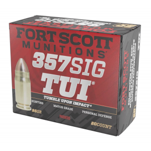 Fort Scott Munitions 357SIG095SCV Tumble Upon Impact (TUI) 357 Sig 95 gr Solid Copper Spun 20 Per Box/ 25 Cs
