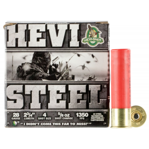 HEVI-SHOT Hs62804 Hevi-steel 28 Gauge 2.75 In 5/8 Oz 4 Shot 25 Per Box/ 10 Cs