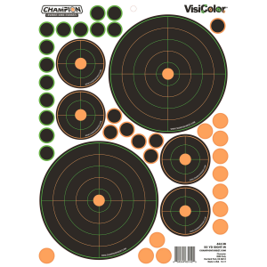 Champion Targets 46138 VisiColor Variety Pack Self-Adhesive Paper Black/Orange 50 yds Bullseye Includes Pasters 5 Pack