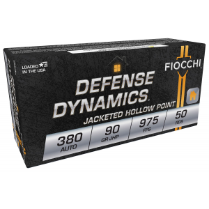 FIOCCHI 380aphp Defense Dynamics 380acp 90gr Jacketed Hollow Point 50 Per Box/20 Case Centerfire, Handgun Ammunition