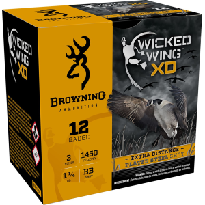 Browning Ammo B193411230 Wicked Wing XD 12Gauge 3 in 1 1/4oz BBShot 25 Per Box/10 Case, Shotgun Shells