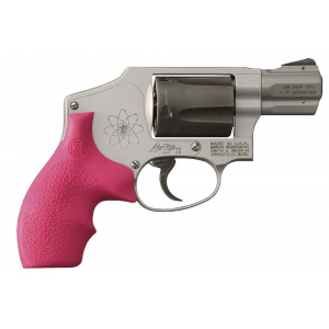 Hogue 61007 Rubber Bantam Cobblestone Pink Rubber with Finger Grooves for S&W J Frame with Round Butt