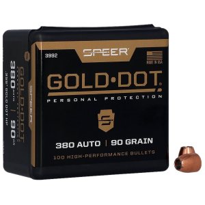 Speer Bullets 3992 Gold Dot Personal Protection 9mm .355 90 GR Hollow Point 100 Box