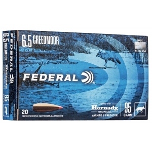 FEDERAL V65crdvm95 Varmint & Predator 6.5 Creedmoor 95 Gr Hornady V Max 20 Per Box/ 10 Cs