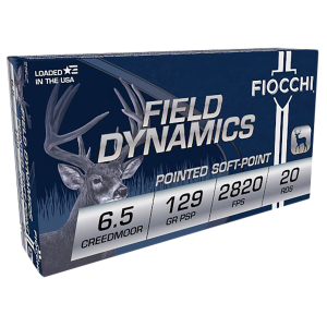 FIOCCHI 65cmb Field Dynamics 6.5creedmoor 129gr Pointed Soft Point 20 Per Box/10 Case Centerfire, Rifle Ammunition