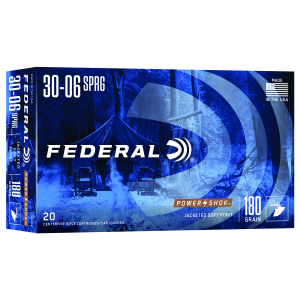 FEDERAL 3006b Power-shok 30-06 Springfield 180 Gr Jacketed Soft Point 20 Per Box/ 10 Cs