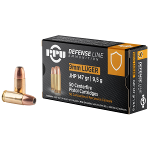 PPU PPD92 Defense 9mmLuger 147gr Jacketed Hollow Point 50 Per Box/20 Case Centerfire, Handgun Ammunition - Ppu
